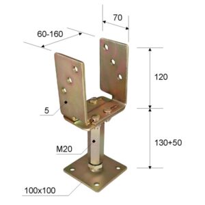 oszloptalp lecsav allithato 71 161 mm szintezheto 40 mm sarga horgany ET i77559