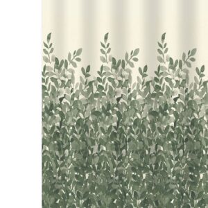 AQUALINE zuhanyfüggöny, 180x200cm, polyester, zöld növényes (ZP012)